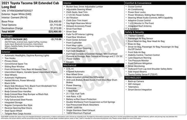 Toyota Tacoma SR5 Access Cab I4 6AT 2WD 2021