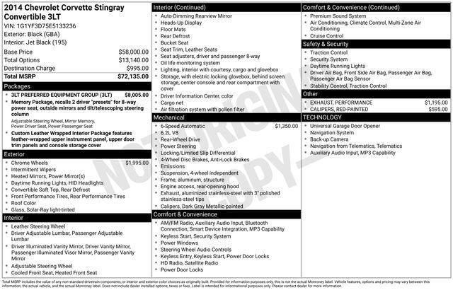 Chevrolet Corvette Stingray 3LT Convertible 2014