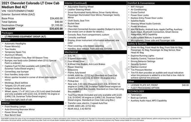 Chevrolet Colorado LT Crew Cab Long Box 4WD 2021