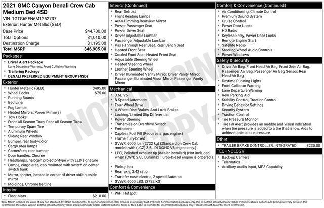 GMC Canyon Denali Crew Cab Long Box 4WD 2021