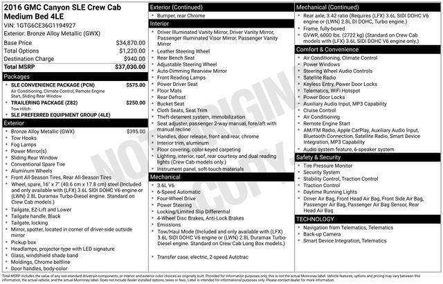 GMC Canyon SLE Crew Cab 4WD 2016