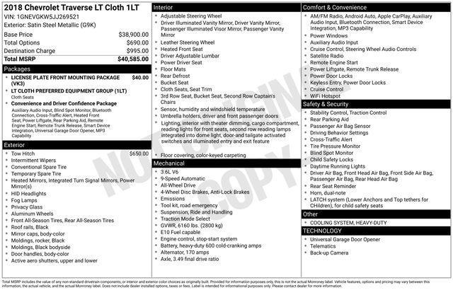 Chevrolet Traverse LT Cloth AWD 2018