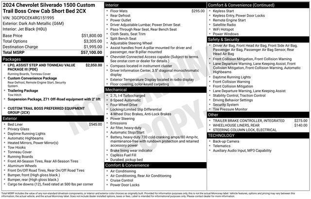 Chevrolet Silverado 1500 Trail Boss Custom Crew Cab 4WD 2024