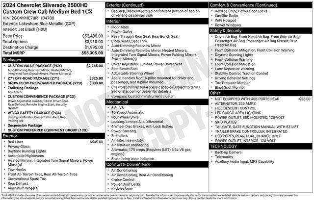 Chevrolet Silverado 2500HD Custom Crew Cab Long Box 4WD 2024