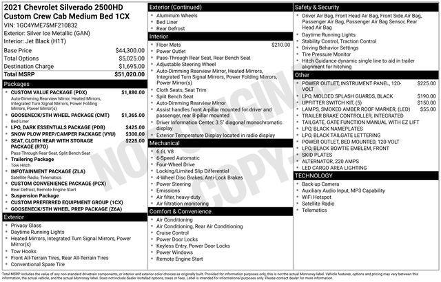 Chevrolet Silverado 2500HD Custom Crew Cab Long Box 4WD 2021
