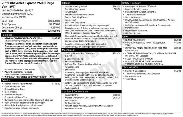 Chevrolet Express 2500 Cargo 2021
