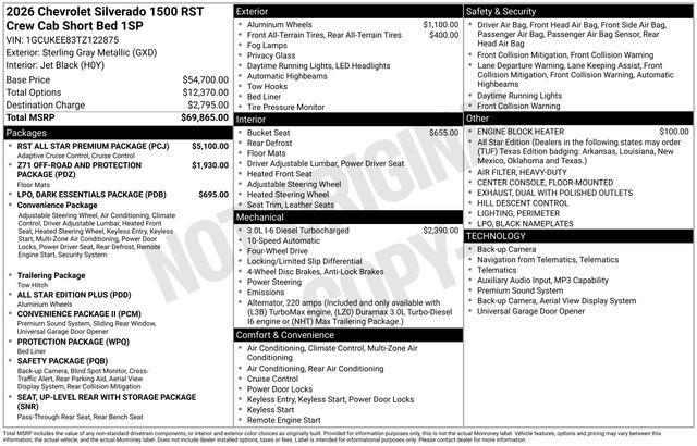 Chevrolet Silverado 1500 RST Crew Cab 4WD 2026