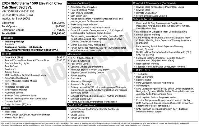 GMC Sierra 1500 Elevation L Crew Cab 4WD 2024