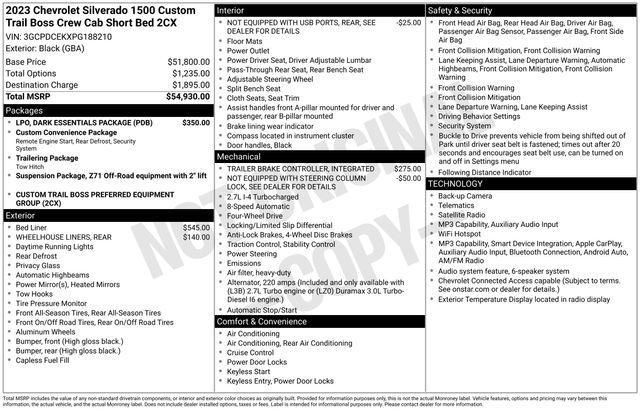 Chevrolet Silverado 1500 Trail Boss Custom Crew Cab 4WD 2023