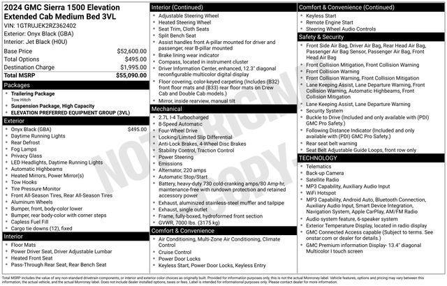 GMC Sierra 1500 Elevation Double Cab 4WD w/3VL 2024
