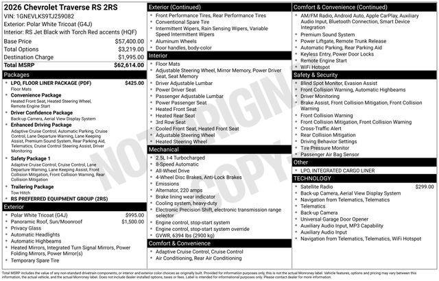 Chevrolet Traverse RS AWD 2026