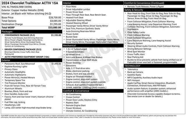 Chevrolet TrailBlazer ACTIV AWS 2024