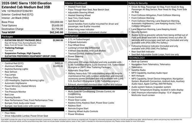 GMC Sierra 1500 Elevation Double Cab 4WD 2026