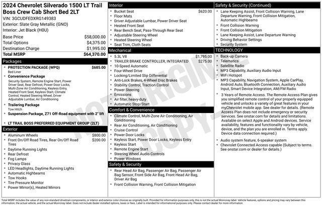 Chevrolet Silverado 1500 Trail Boss LT Crew Cab 4WD 2024