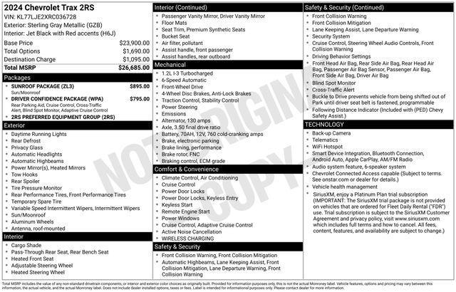Chevrolet Trax 2RS 2024