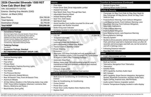 Chevrolet Silverado 1500 RST Crew Cab 4WD 2026