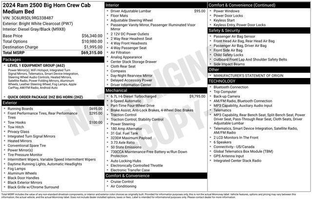 RAM 2500 Tradesman Crew Cab SWB 4WD 2024