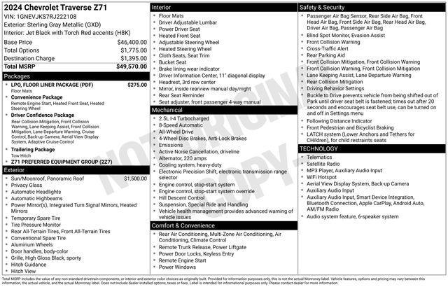 Chevrolet Traverse Z71 AWD 2024