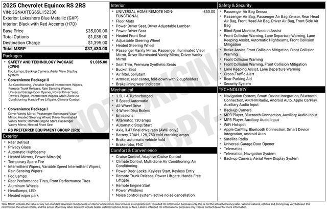 Chevrolet Equinox RS AWD 2025