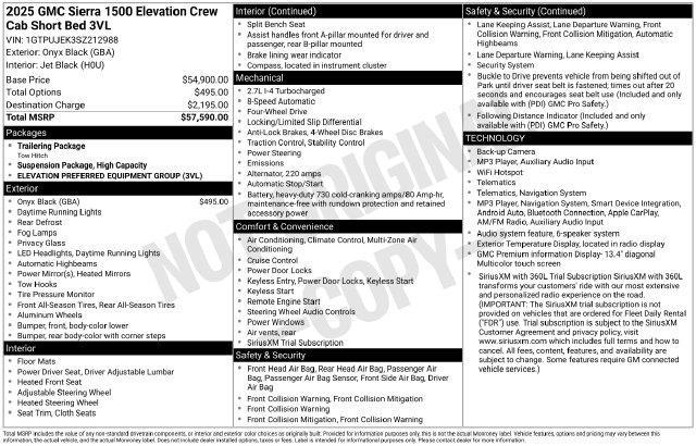 GMC Sierra 1500 Elevation L Crew Cab 4WD 2025