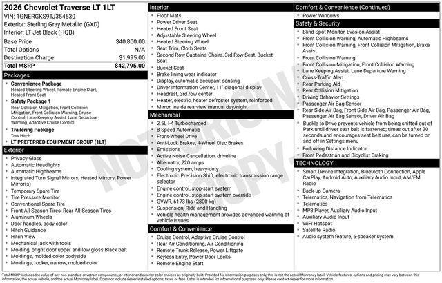 Chevrolet Traverse LT 2026