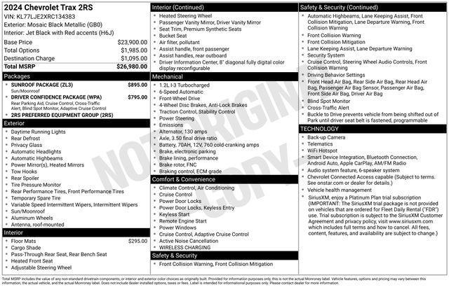 Chevrolet Trax 2RS 2024