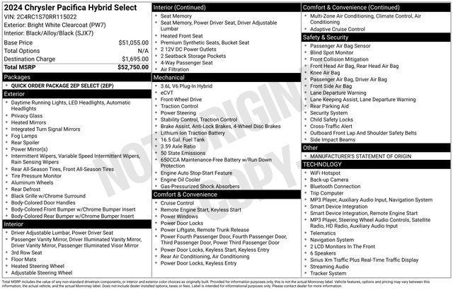 Chrysler Pacifica Hybrid Select 2024