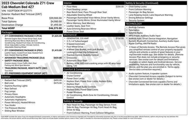 Chevrolet Colorado Z71 Crew Cab 4WD 2023