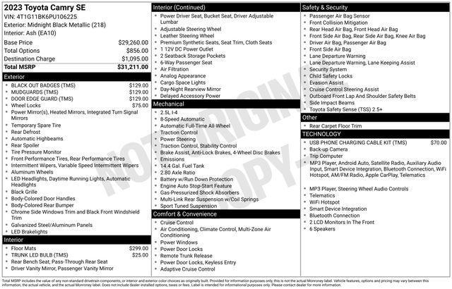 Toyota Camry SE Nightshade Edition AWD 2023