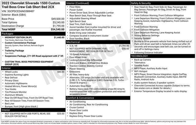 Chevrolet Silverado 1500 Trail Boss Custom Crew Cab 4WD 2022