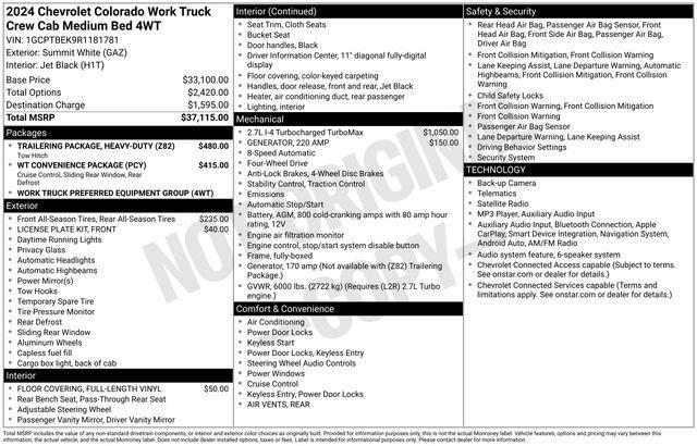 Chevrolet Colorado Work Truck Crew Cab 4WD 2024