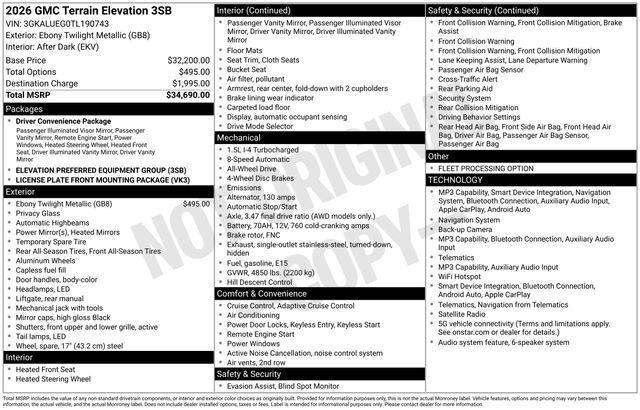 GMC Terrain Elevation AWD 2026