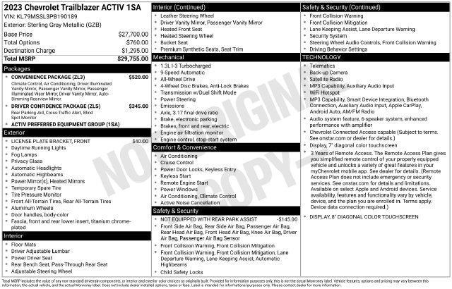 Chevrolet TrailBlazer ACTIV AWS 2023