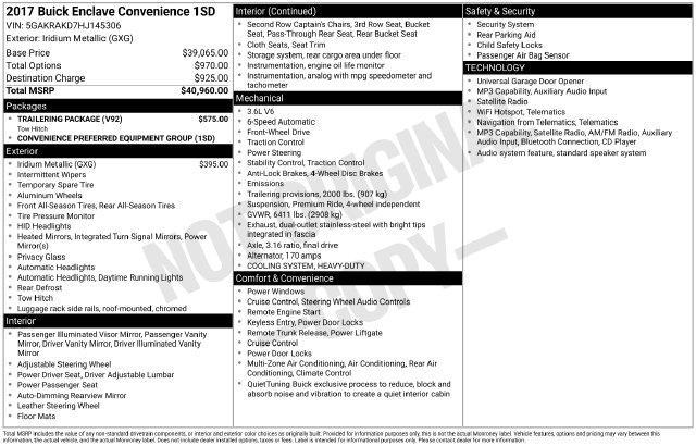 Buick Enclave Convenience FWD 2017