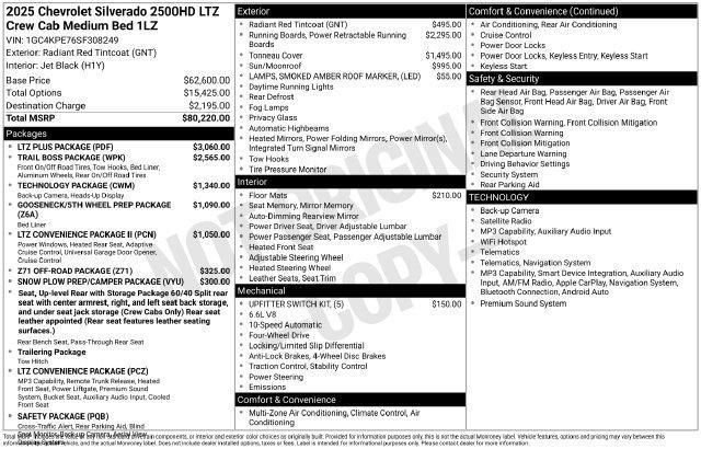 Chevrolet Silverado 2500HD LTZ Crew Cab Long Box 4WD 2025