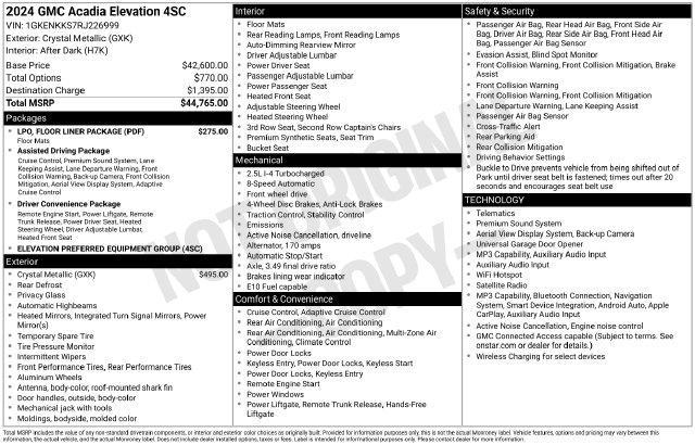 GMC Acadia Elevation 2024