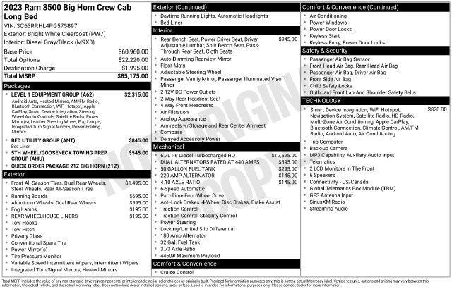 RAM 3500 Big Horn Crew Cab LWB 4WD DRW 2023