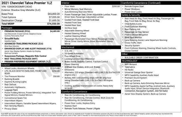 Chevrolet Tahoe Premier 4WD 2021