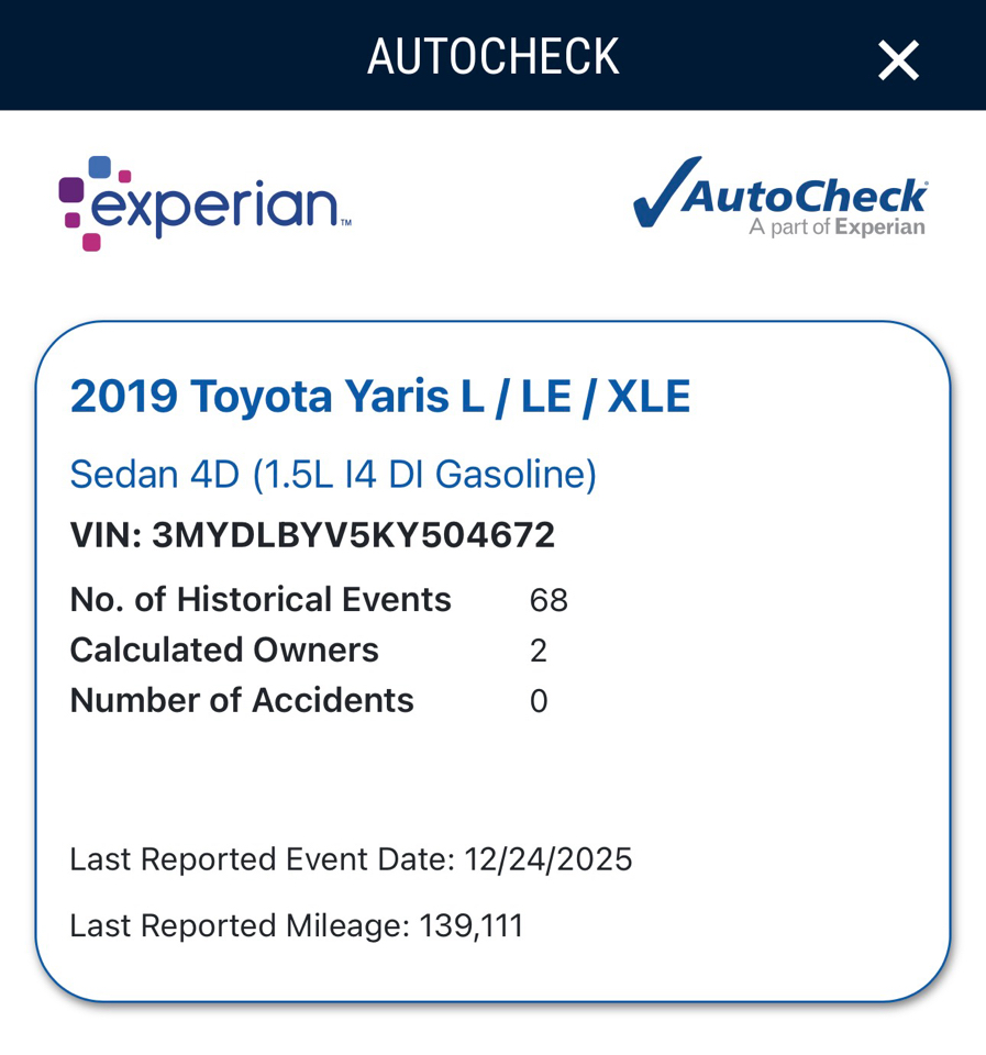 Toyota Yaris iA 6A 2019