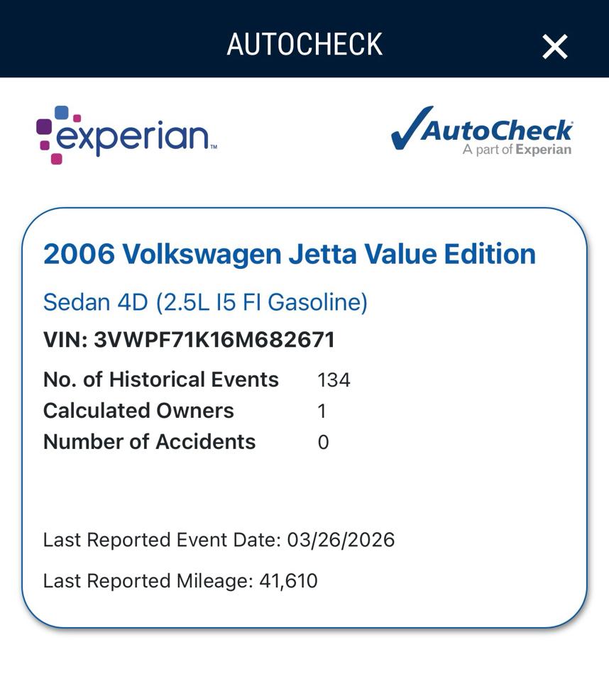 Volkswagen Jetta Value Edition 2.5L 2006
