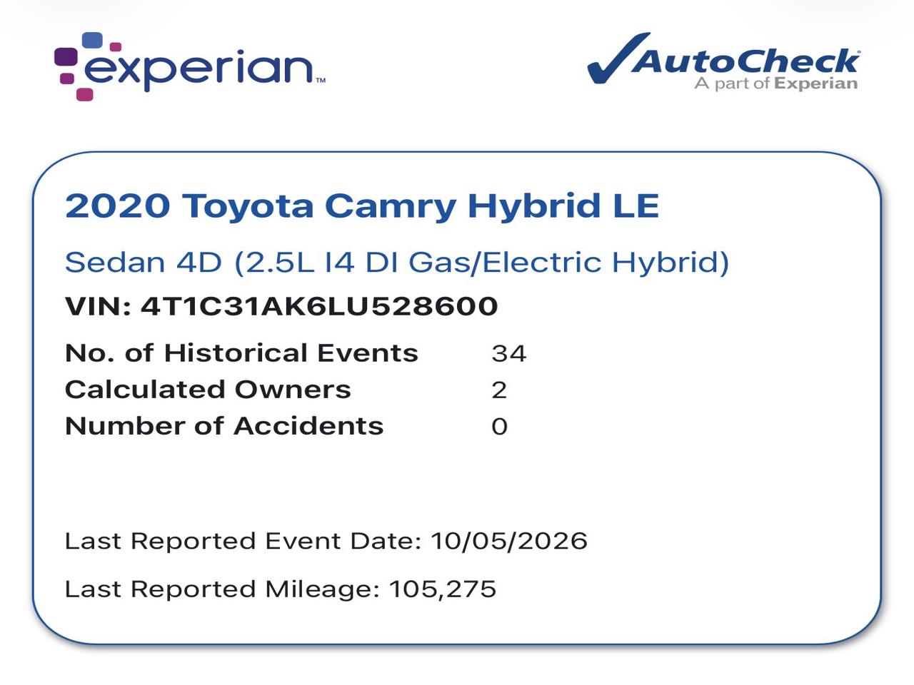 Toyota Camry Hybrid LE 2020