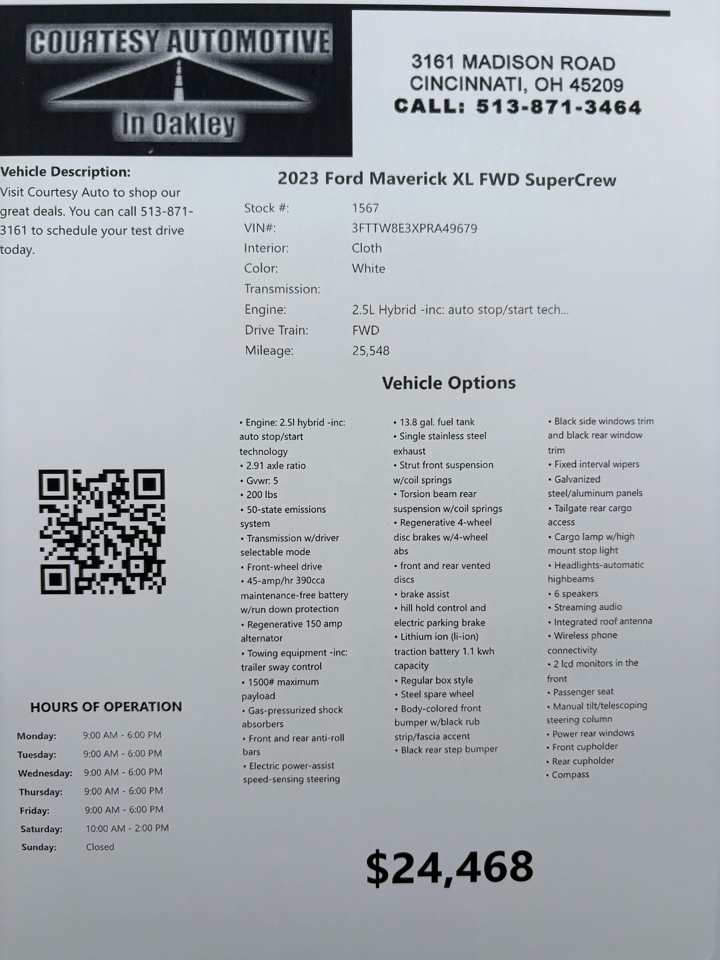 Ford Maverick XL FWD SuperCrew 2023