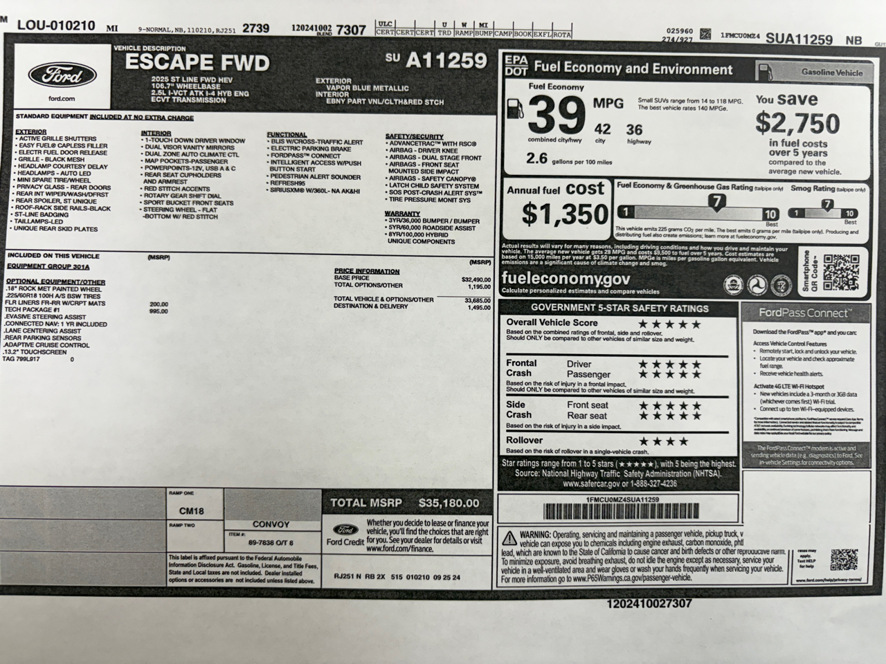 Ford Escape ST-Line FWD 2025