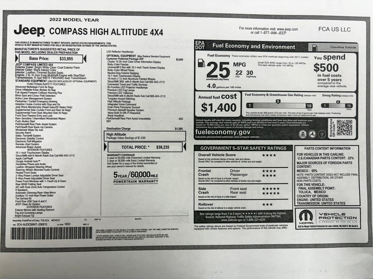 Jeep Compass High Altitude 4x4 2022