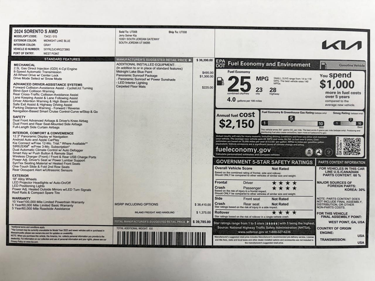Kia Sorento S AWD 2024