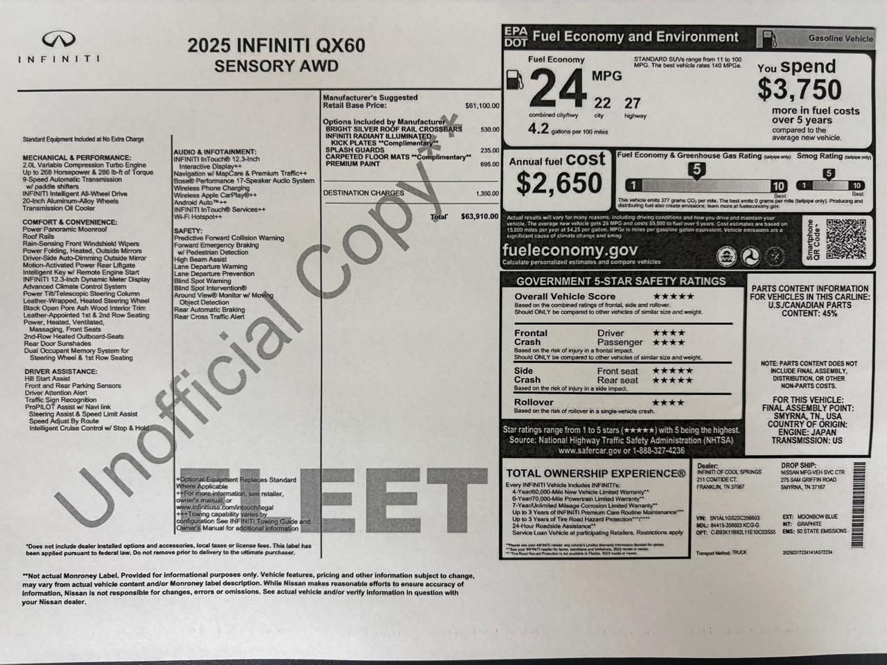 Infiniti QX60 SENSORY AWD 2025