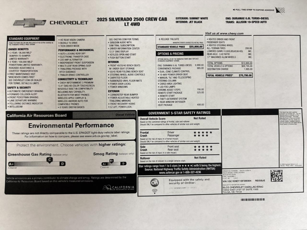 Chevrolet Silverado 2500HD 4WD Crew Cab 172" LT 2025