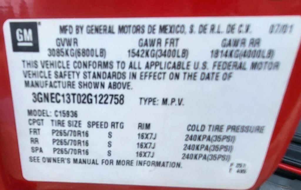 Chevrolet Avalanche 1500 2WD 2002