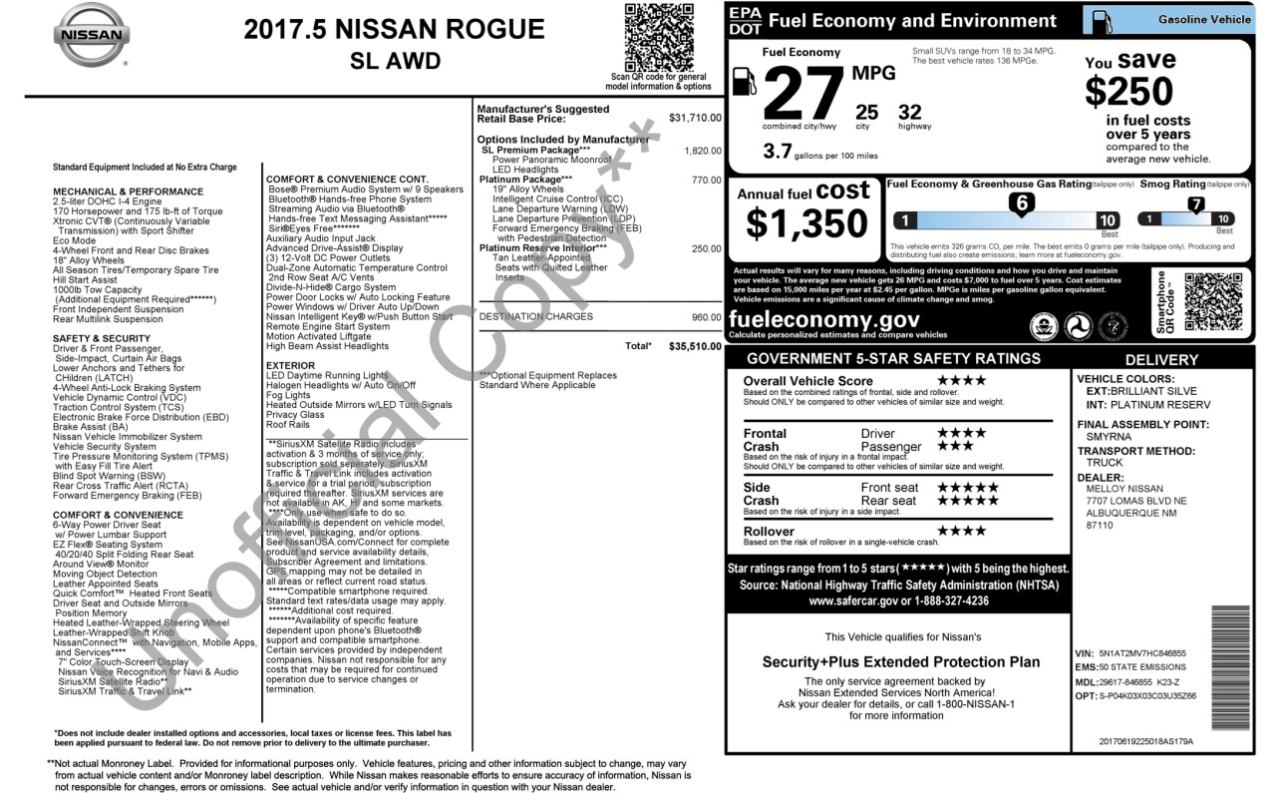 Nissan Rogue SL AWD 2017