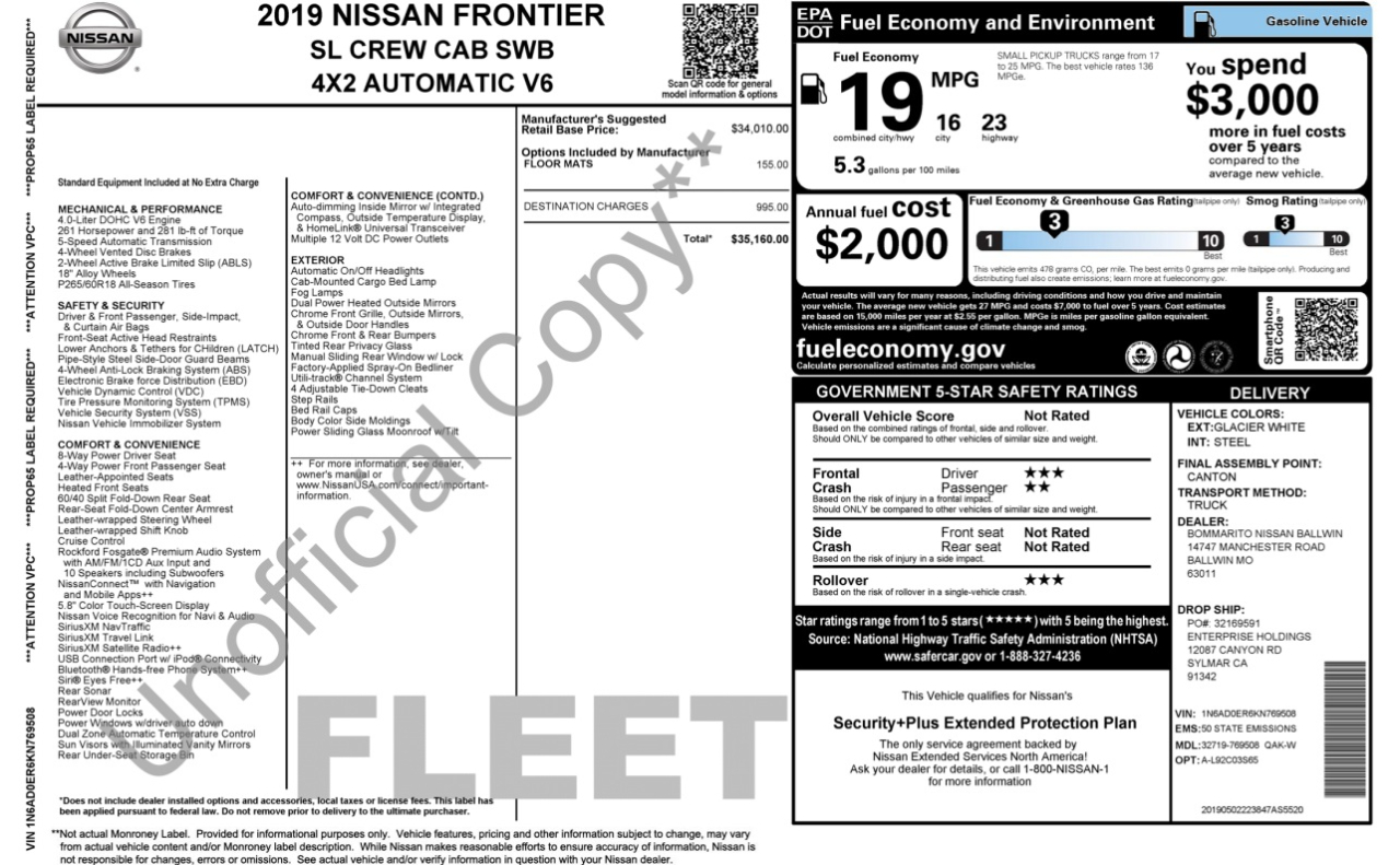 Nissan Frontier  2019